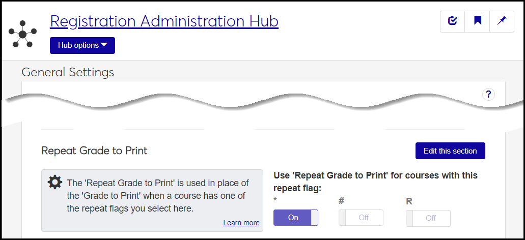 The Repeat Grade to Print settings on the General Settings page
