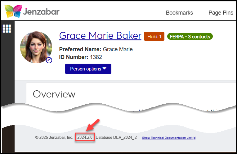 Any J1 Web page showing the software version number at the very bottom. In this example, it's 2024.2.0.