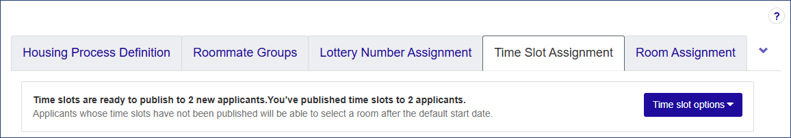 Time Slot Assignments tab