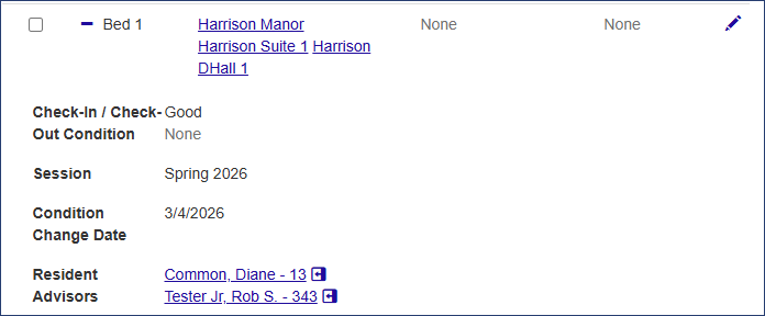 Manage Room Item Condition Changes page