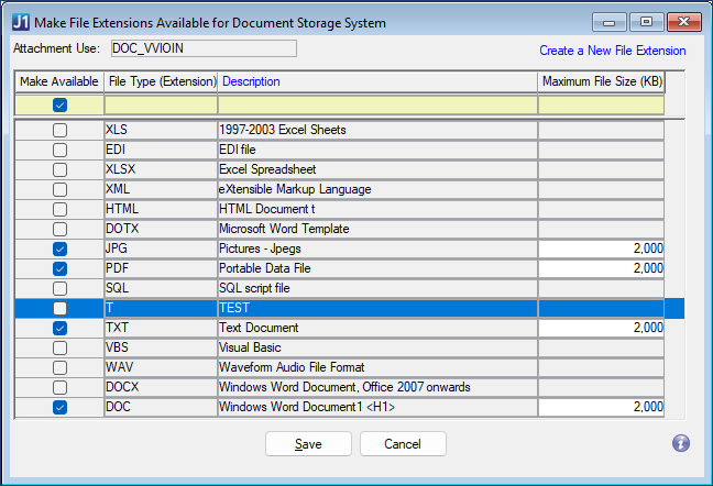Make File Extensions Available for Doc Storage System - Vehicle Incidents