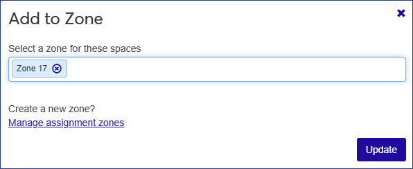Add to Zone pop-up