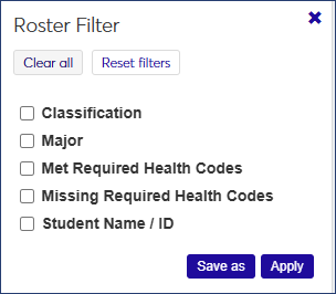 Health Group Roster Filter