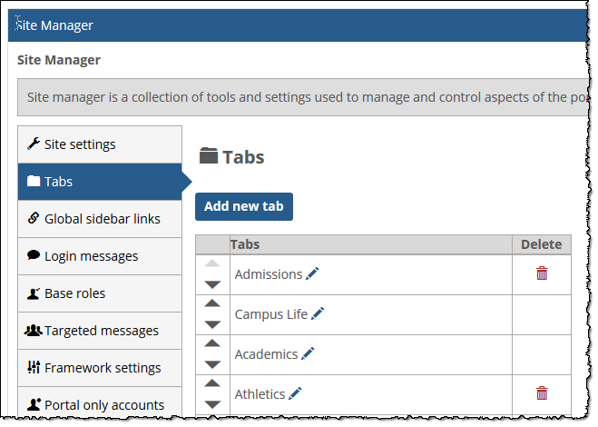 Use up and down arrows to reorder tabs.