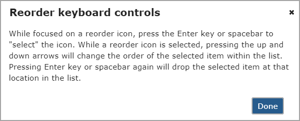 Reorder keyboard controls information pop-up window