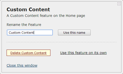Custom Content window