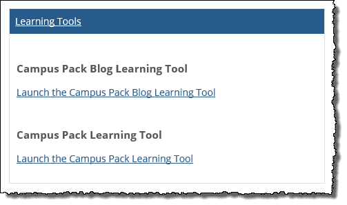 Default view of Learning Tools screen