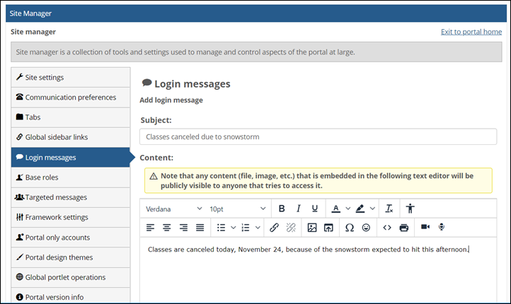 Enter message in Content field.