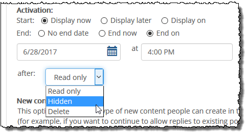 Activation setting options