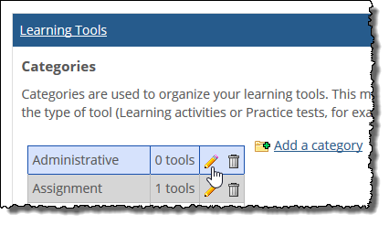 Pencil icon in category row