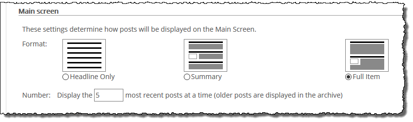 Main screen section showing layout options.