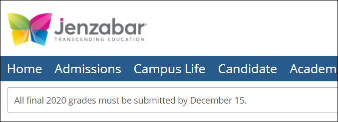 Targeted message displayed at top of portal.