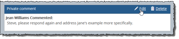 Click Edit link on Private comment.