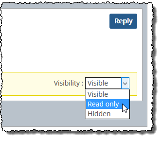 Visibility drop-down list shows options.