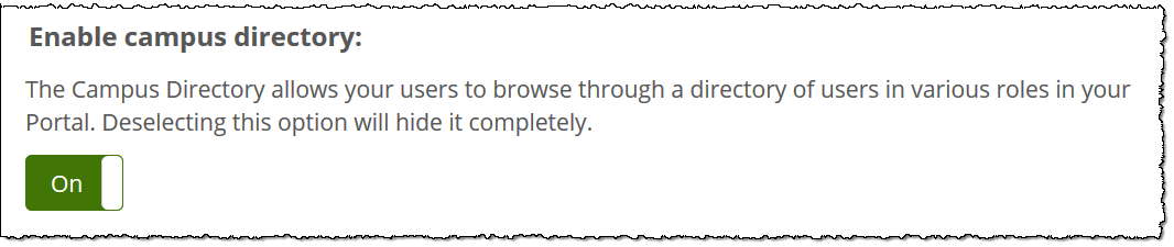 Enable campus directory toggle button