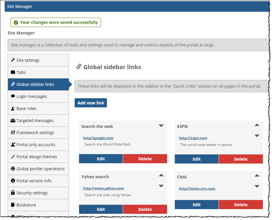 Use arrows in card's top right corner to reorder links.