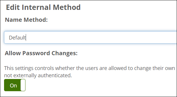 Edit Internal Method screen displays options.