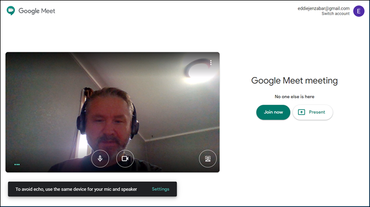 Example of Google Meet meeting