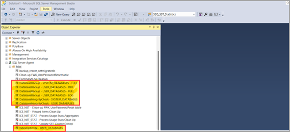 SQL Server Agent's ​Jobs​​ folder
