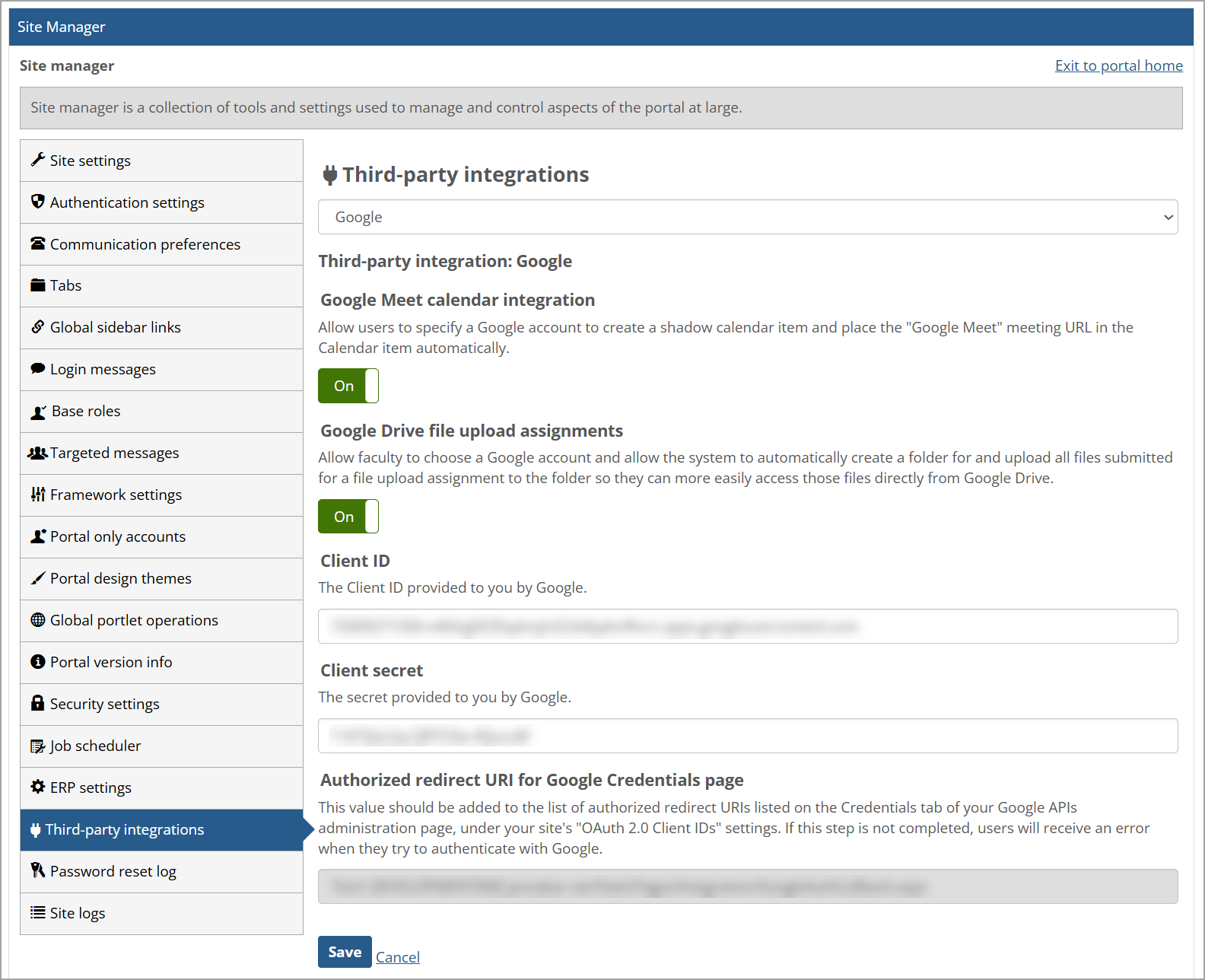 Third-party integration with Google