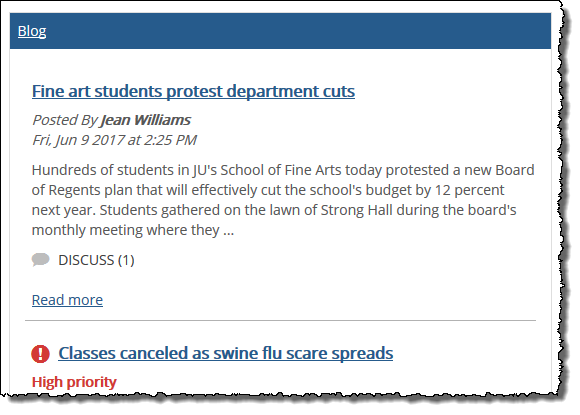 Blog post default layout - Summary view
