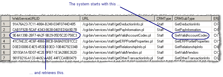 Example COM_ERPWebServiceURL table