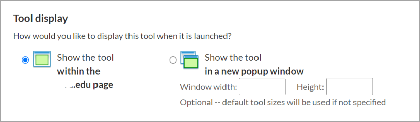 Select the default display option for the tool.