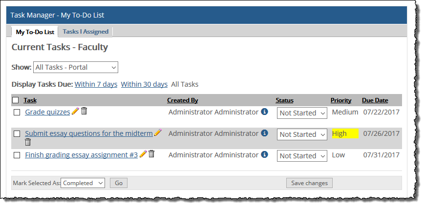 Task Manager screen showing My To-Do List tab.