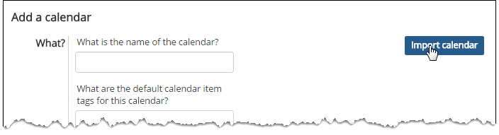 Import calendar button on Add a calendar screen