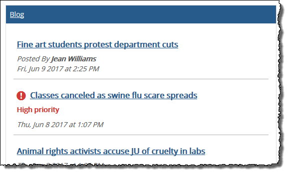 Blog post layout - Headline Only view