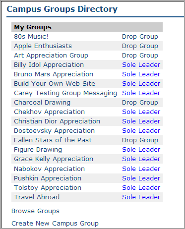 My Groups view