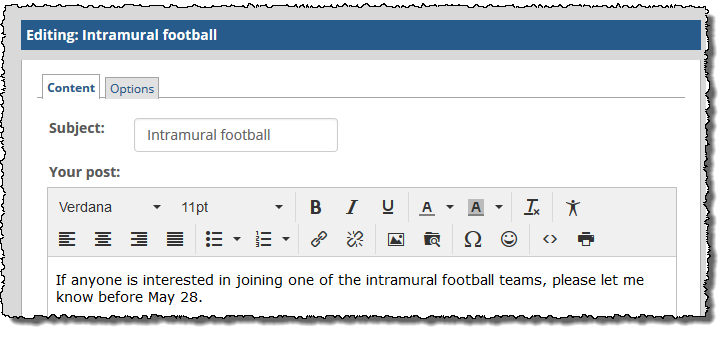Content tab displays by default.