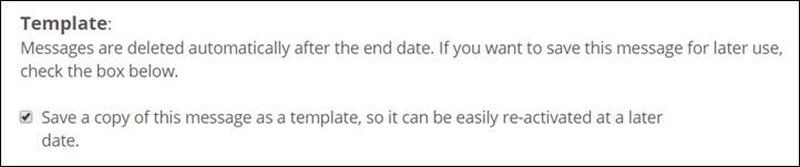 Template message and checkbox