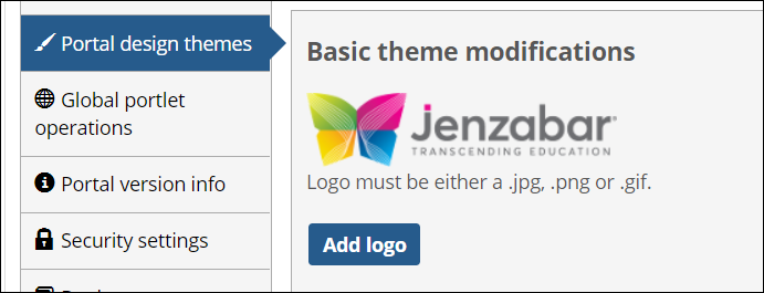 Logo displayed in Basic theme modifications section.