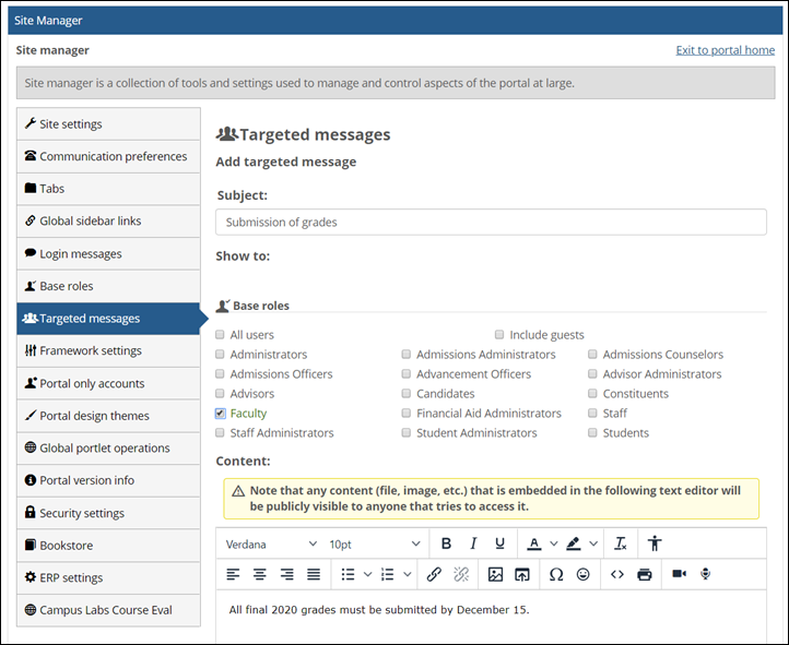 Targeted messages screen shows options.