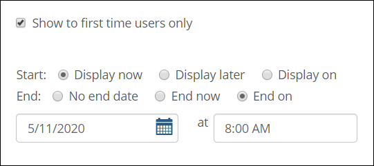 Start and End fields for message