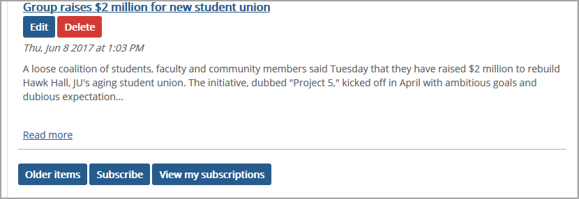 Older items button at bottom of Blog screen.