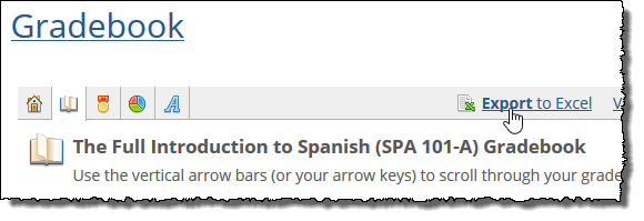 Full Gradebook screen shows Export to Excel link.