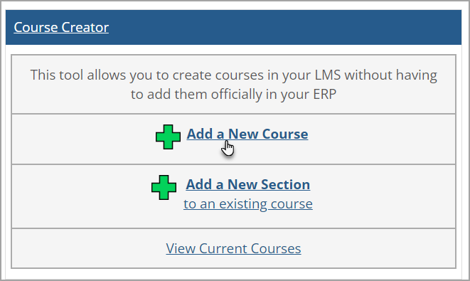Click Add a New Course.
