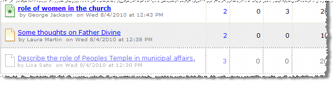 Forums screen icons in different colors