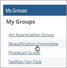 Clicking the feature name in the My Groups feature instance.