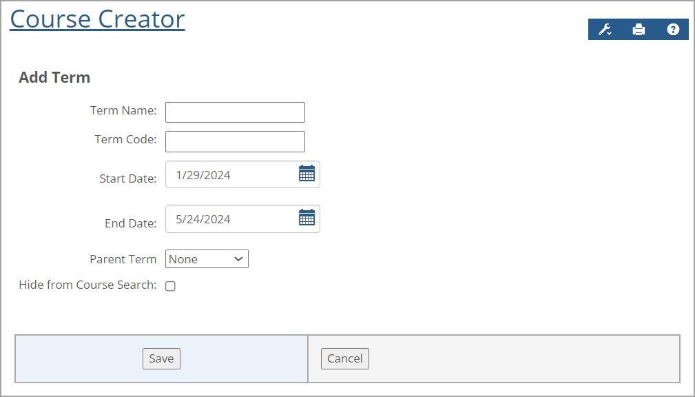 Add Term form
