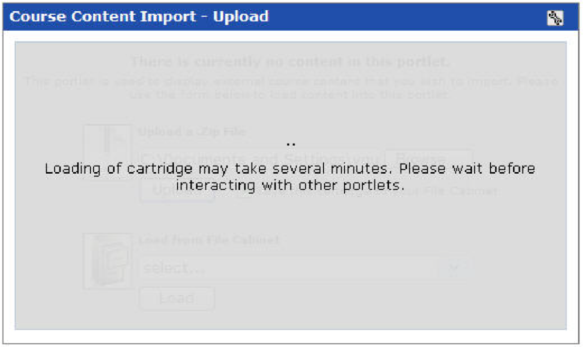 Course Content Import - Upload pop-up window