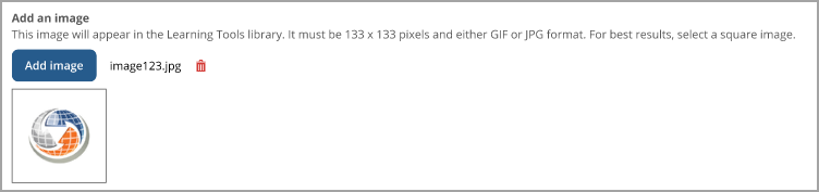 Add an image for a Learning Tool