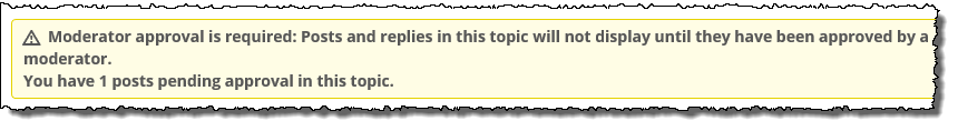 Message at top of screen stating number of posts pending approval.