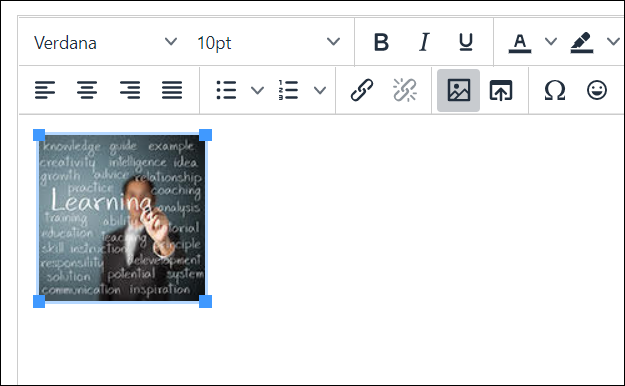 Image in text editor screen