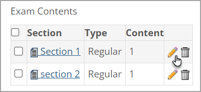 Click the pencil icon to rename a section.