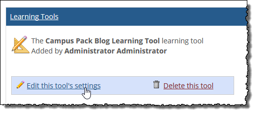 Edit this tool's settings link on Learning Tools screen