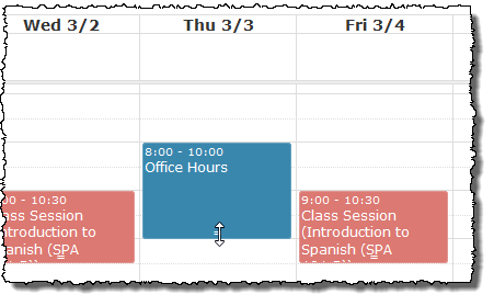 Double arrow at bottom of calendar item
