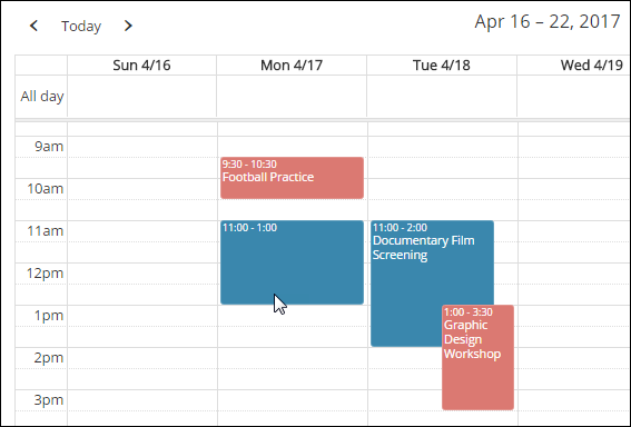 Quick-add a calendar item on the calendar in a week or day view.